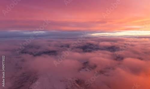 sunset viewed from an airplane