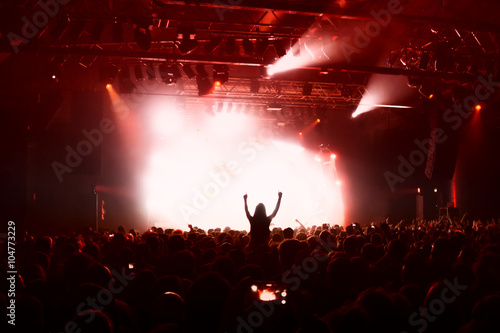 crowd silhouettes at music concert  in front of stage © Federico Rostagno