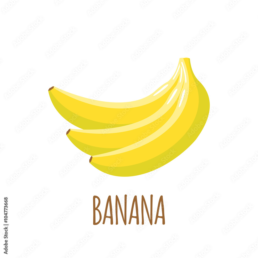 Banana icon in flat style on white background