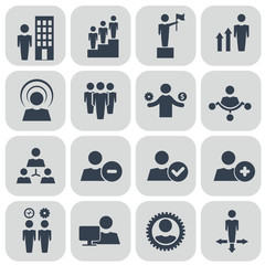 Human resources and management icons set.