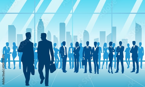 meeting of business people and city