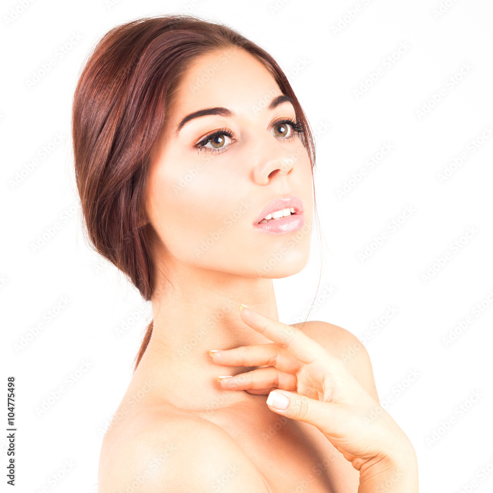 Gorgeous and elegant woman with a beautiful and clean skin touching neck. SPA and beauty treatment. Gorgeous and elegant woman with a beautiful and clean skin touching neck. SPA and beauty treatment.