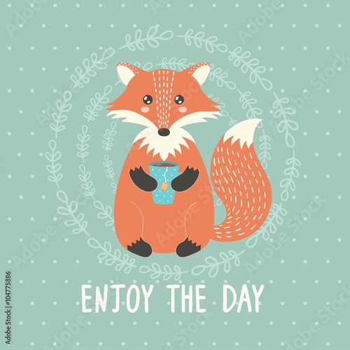 Enjoy the day card with a cute fox