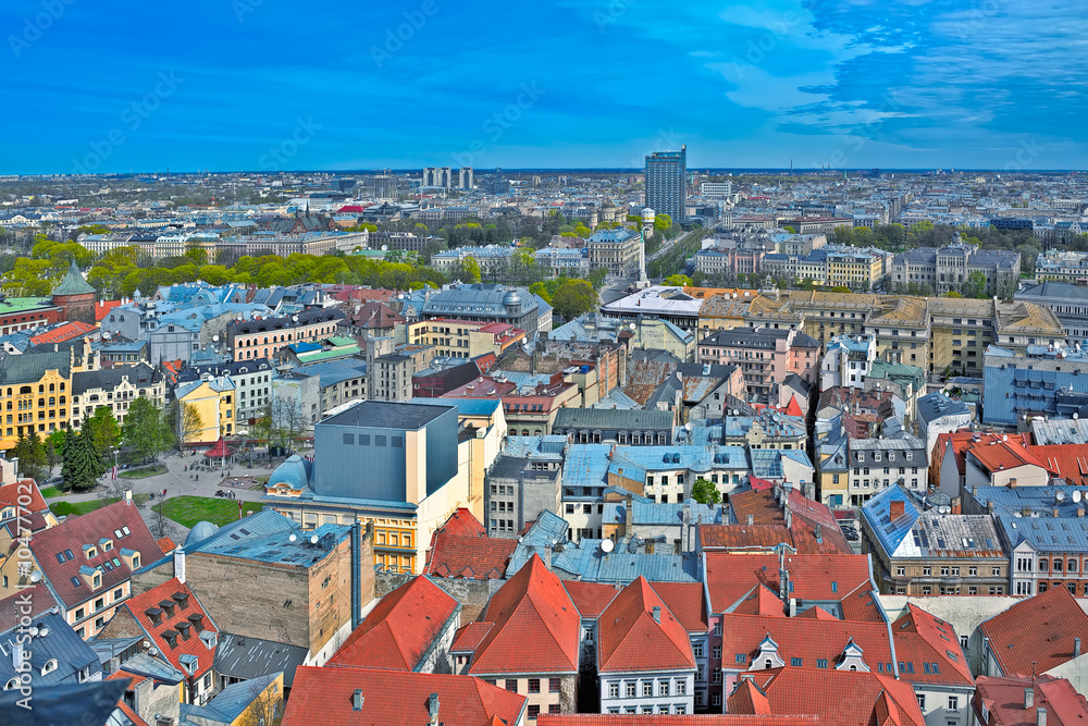 Obraz premium Aerial view to old town