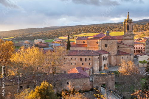 Monastery of Santo Domingo de Silos at sunset, in the province of Burgos, Spain