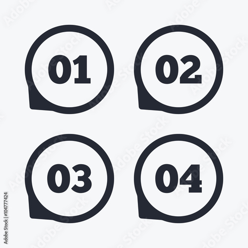 Step one, two, three icons. Sequence of options.