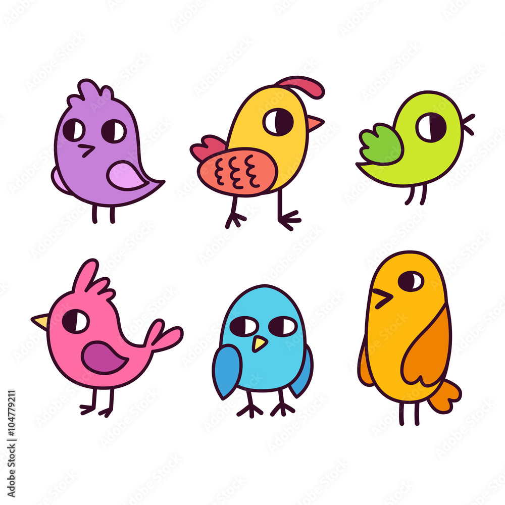 cute cartoon birds set cute cartoon birds set