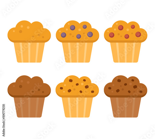 cartoon muffins set
