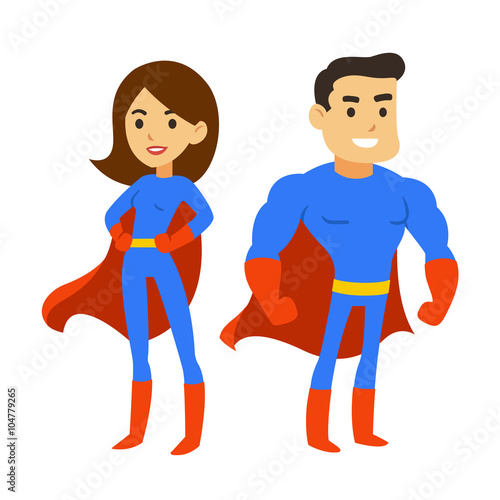 Superhero man and woman