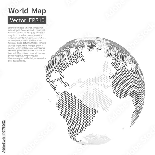 3D Kugeln Tapete - Fototapete Dotted World Map Background. Earth Globe. Globalization Concept.