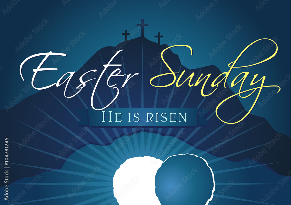 Easter sunday holy week navy blue banner. Template invitation to an