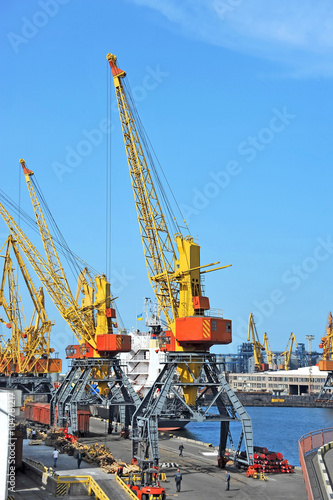Fotografie, Obraz Port cargo crane and ship