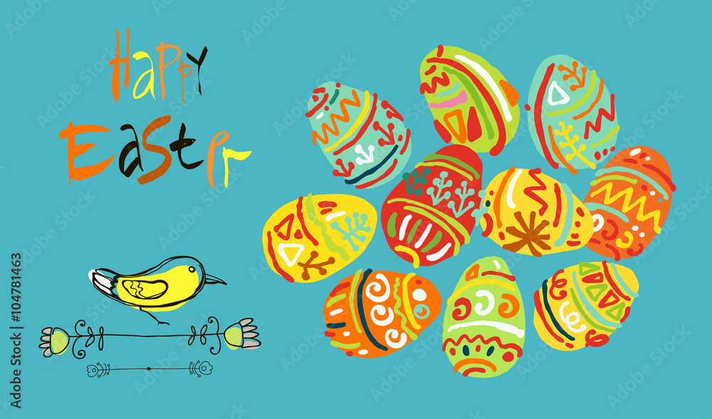 Happy Easter greeting card or display vector poster