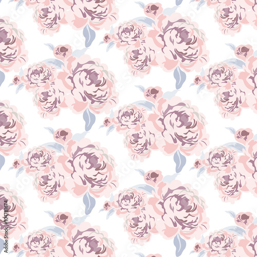 Roses beautiful pattern in pink. Vectorr