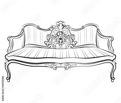 Royal Sofa with classic damask ornaments. Vector