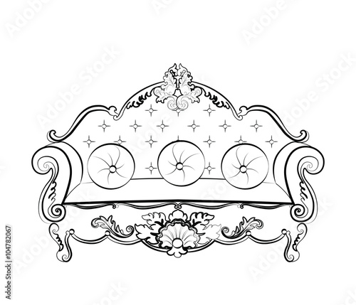 Royal Sofa with classic damask ornaments. Vector