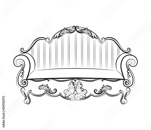 Royal Sofa with classic damask ornaments. Vector