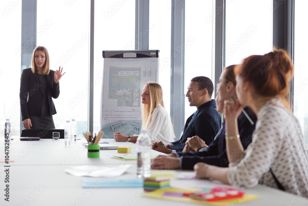 Business woman presenting the project in modern office. Business woman presenting the project in modern office.