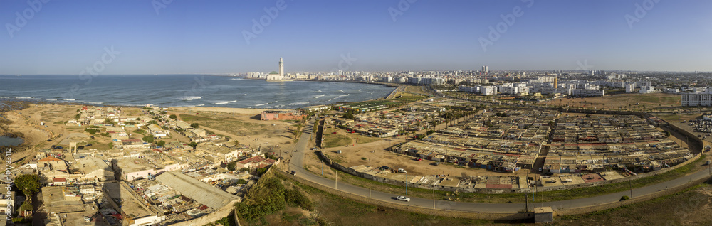 Lighthouse El Hank top panoramic view to Grande Mosquee Hassan II