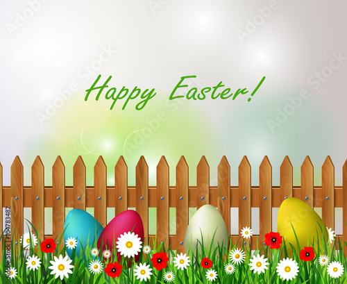 Easter background with easter eggs