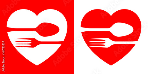 Icono plano corazon y cubiertos #3
