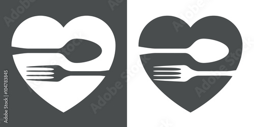 Icono plano corazon y cubiertos #4