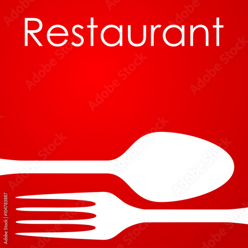 Icono plano Restaurant y cubiertos sobre fondo degradado #2