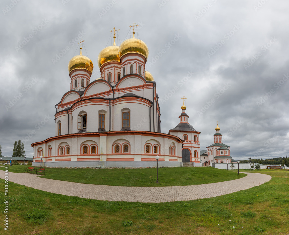 Iver Cathedral to Valdai Iver Svyatoozersky Mother of God Monastery. Panorama