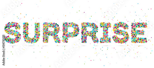 surprise word consisting of colored particles