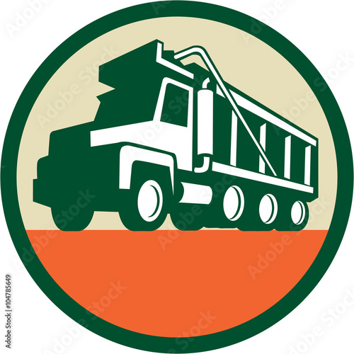 Triple Axle Dump Trunk Low Angle Circle Retro