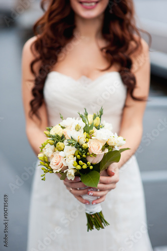 beautiful bouquet in hands of the bride