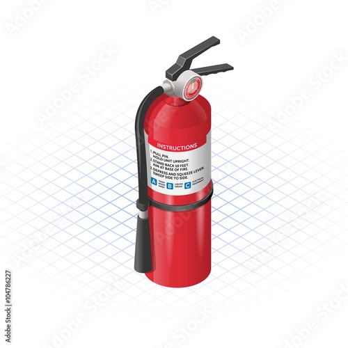 Isometric Extinguisher a Safety Equipment Vector Illustration
