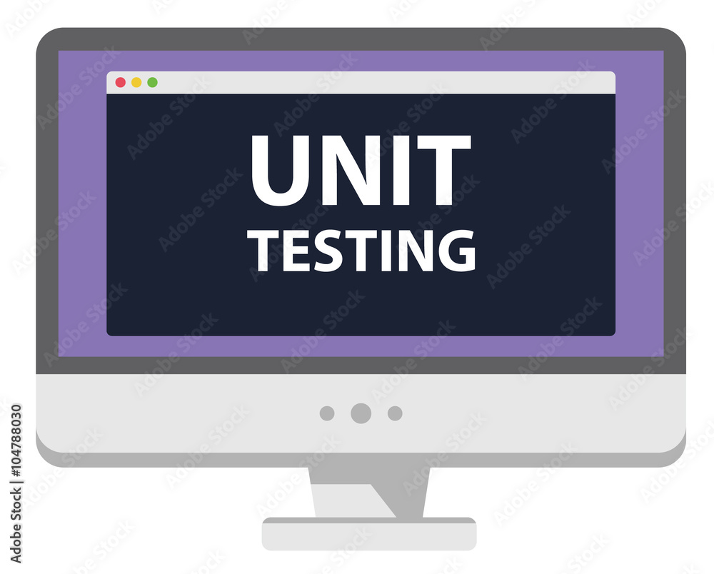 Web development illustration computer display unit testing isolated on white Web development illustration computer display unit testing isolated on white