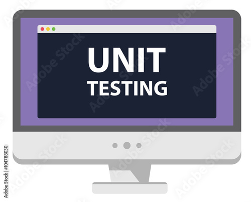 Web development illustration computer display unit testing isolated on white