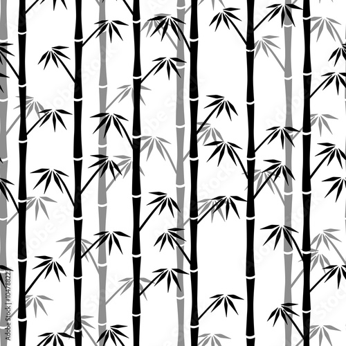 Fototapeta Naklejka Na Ścianę i Meble -  Black and gray silhouettes of bamboo on white background