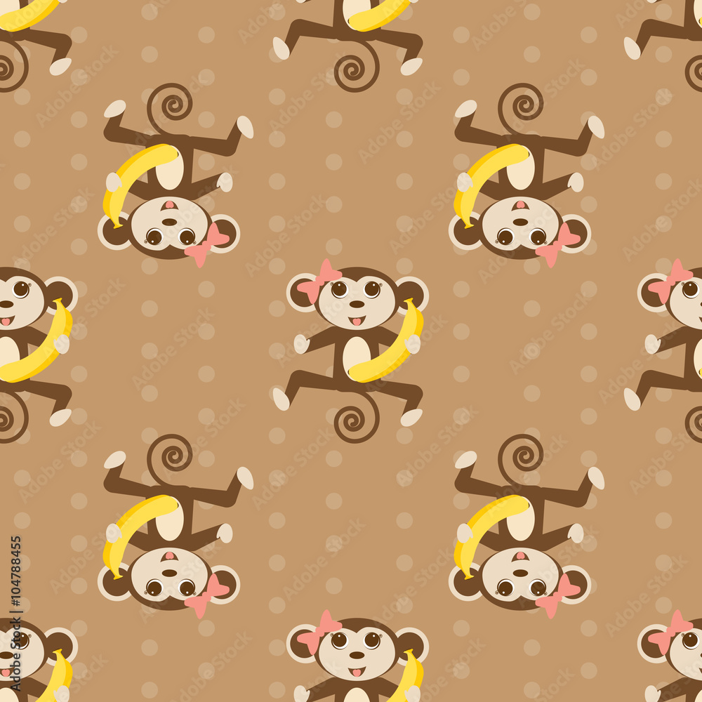 Obraz premium vector seamless Wallpaper with the monkey.