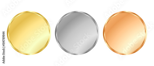 Simple vector template gold, silver, bronze medals for stamps or coins © Sergio 