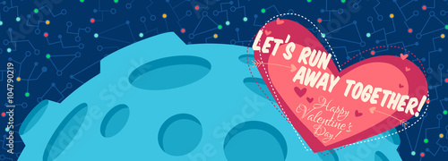 Vector illustrationabout outer space for Valentines day.