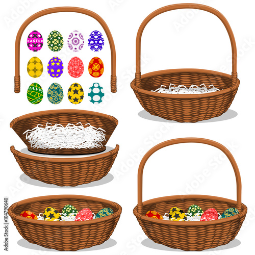 1 set of basket component ( Front ,Back ,handle)and 12 basic Easter eggs without shadow, you can arrange your own composition refer to  the 3 sample compositions or others which you want
