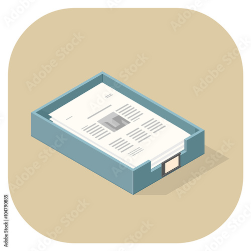 Vector illustration of an In or out box.
Office tray equipment or email flat icon concept.