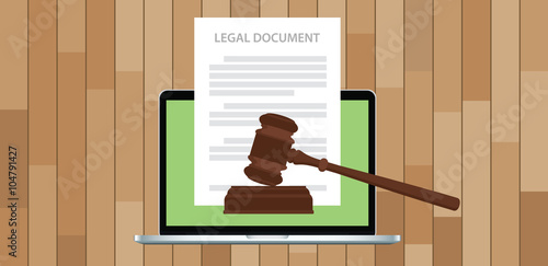 legal document with gavel and laptop