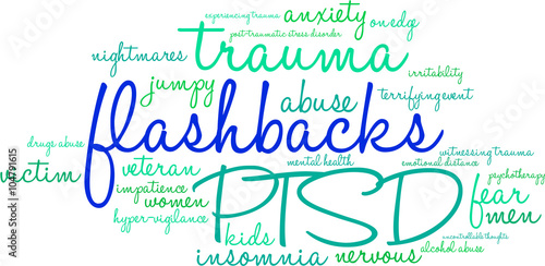 Flashbacks Word Cloud on a white background.