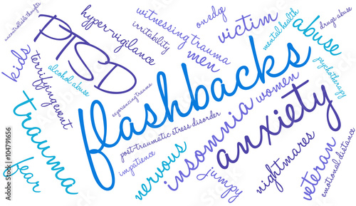 Flashbacks Word Cloud on a white background. 