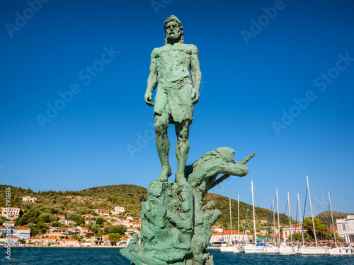 The statue of Odysseus in Ithaca island, Greece photo