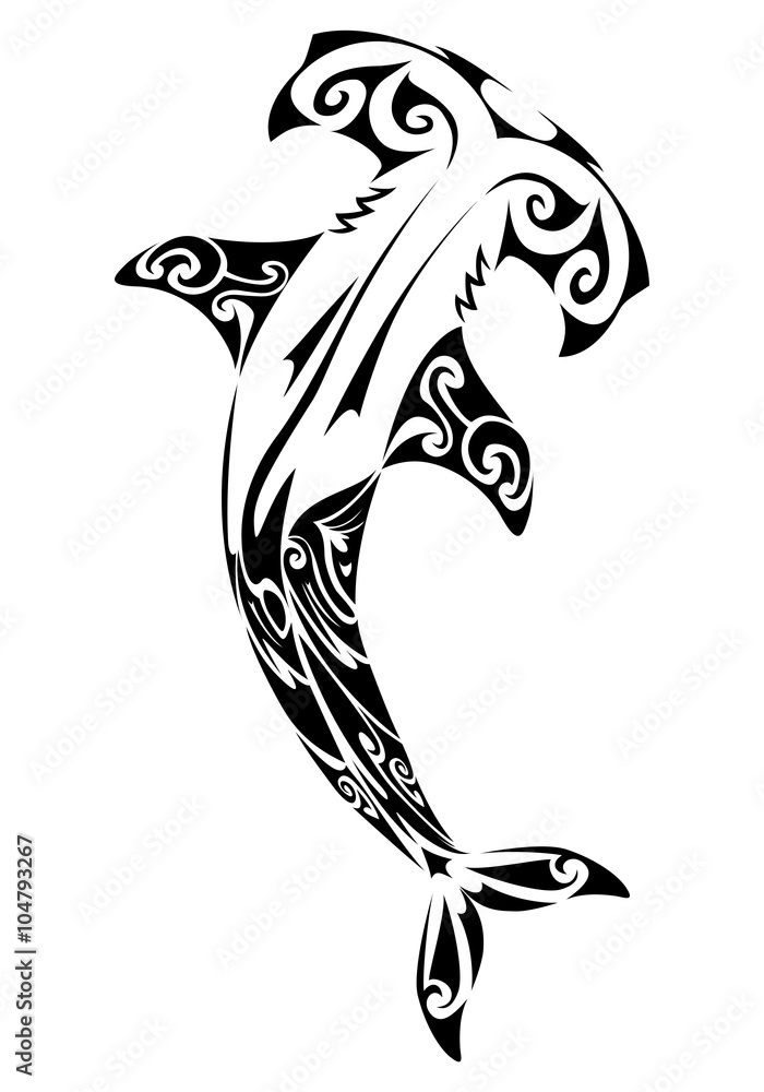 Naklejka premium hammerhead shark tattoo