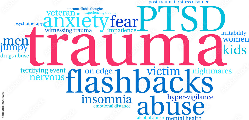 Trauma word cloud on a white background. Trauma word cloud on a white background.