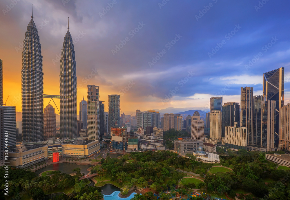 Fototapeta premium Top view of Park in Kuala Lumper city