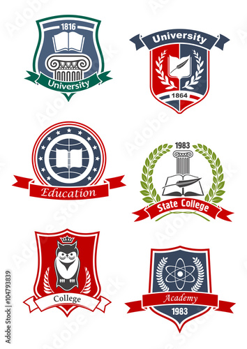 Academy, university and college icons