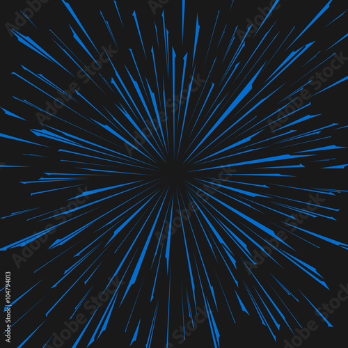 Traveling In Space Concept. Warp Stars. Explosion. Ray Galaxy. Abstract Background. Vector Illustration.