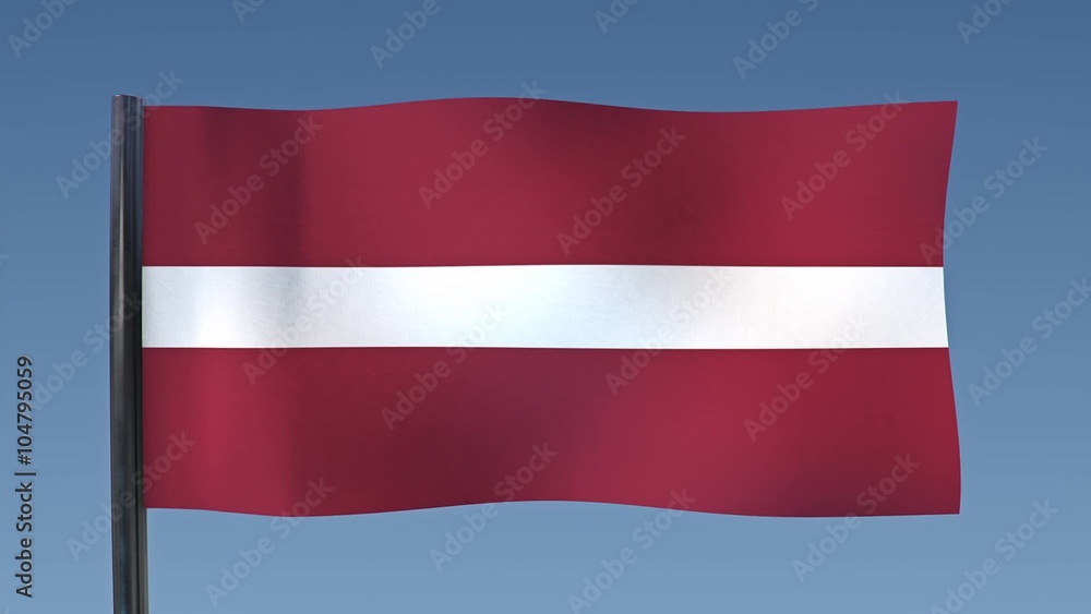 Looping flag of Latvia with a background of clear blue sky. Looping flag of Latvia with a background of clear blue sky.